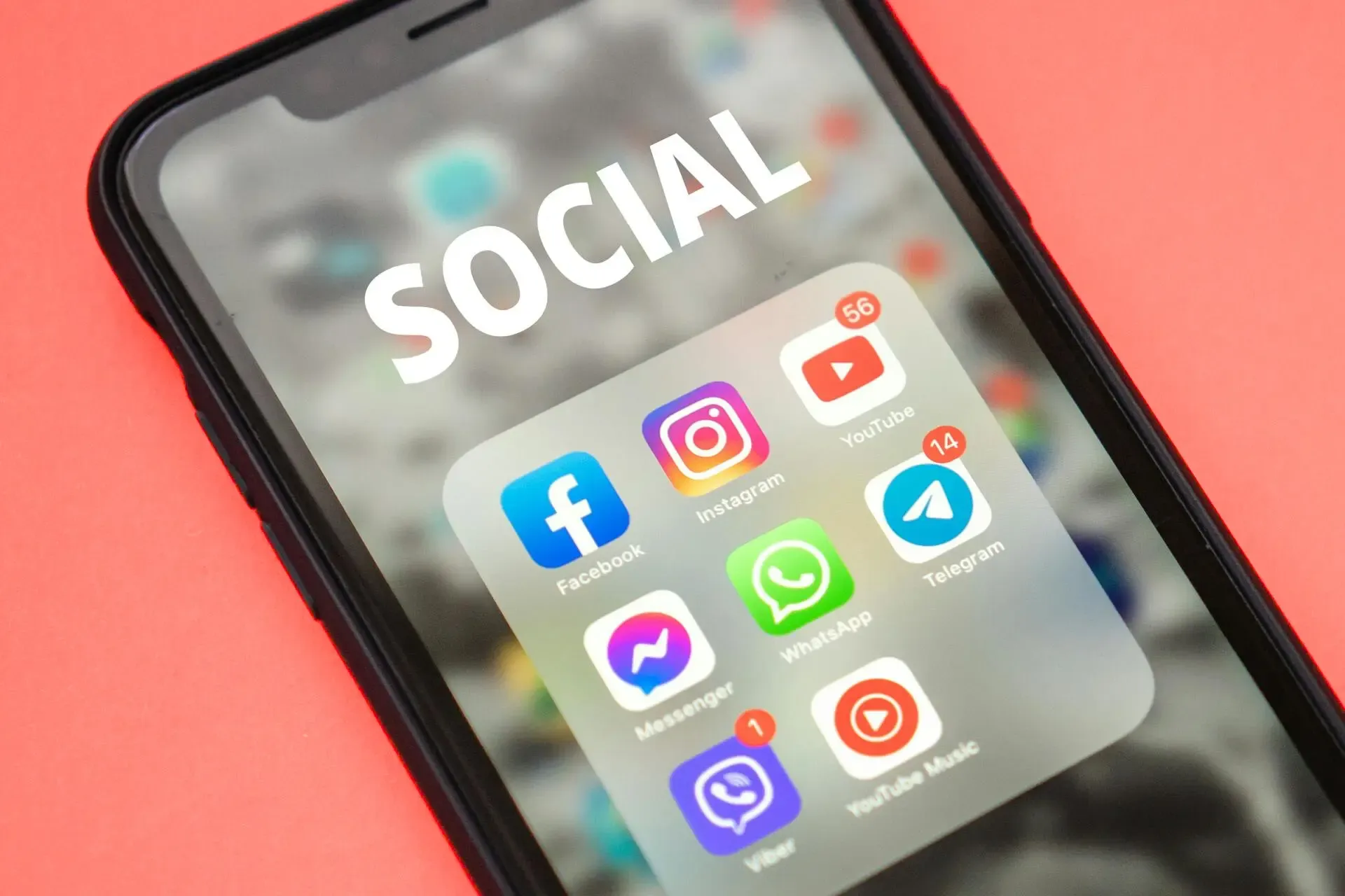 different social media apps on a phone